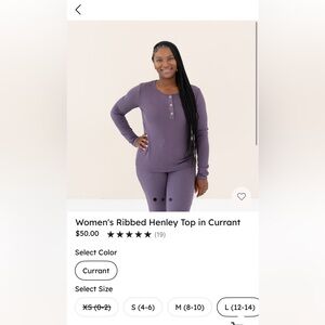 Kyte Baby Women's Ribbed Henley Top - Large - Currant